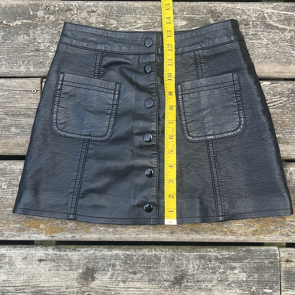 Pleather Button Up Mini Skirt - Picture 2 of 7